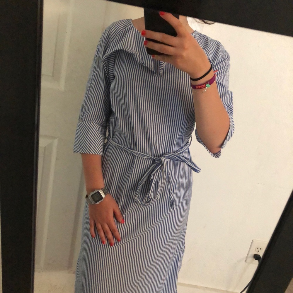 Striped blue and white dress